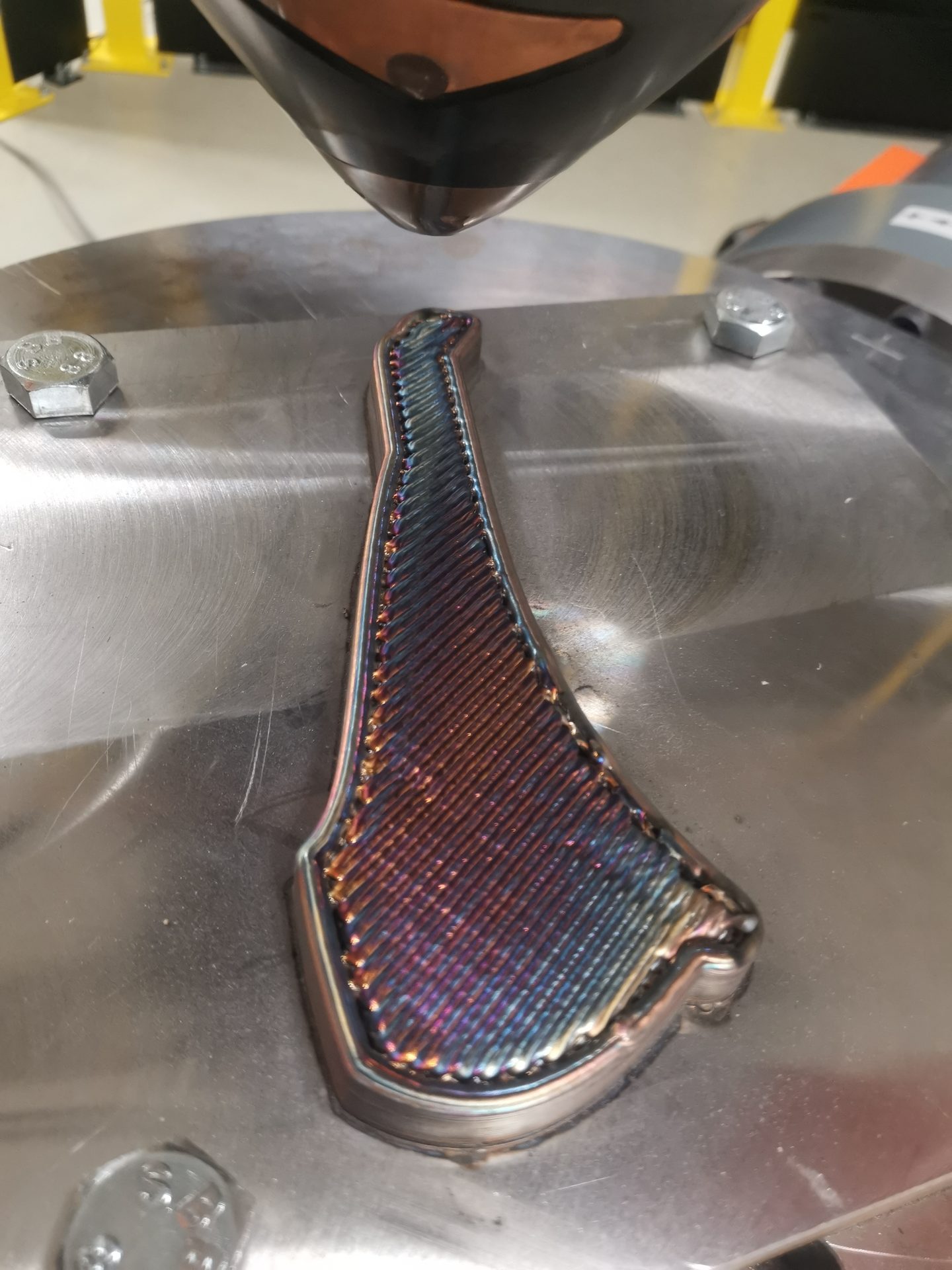 A deposited part illustrating the disconnect between robotic planning and process physics