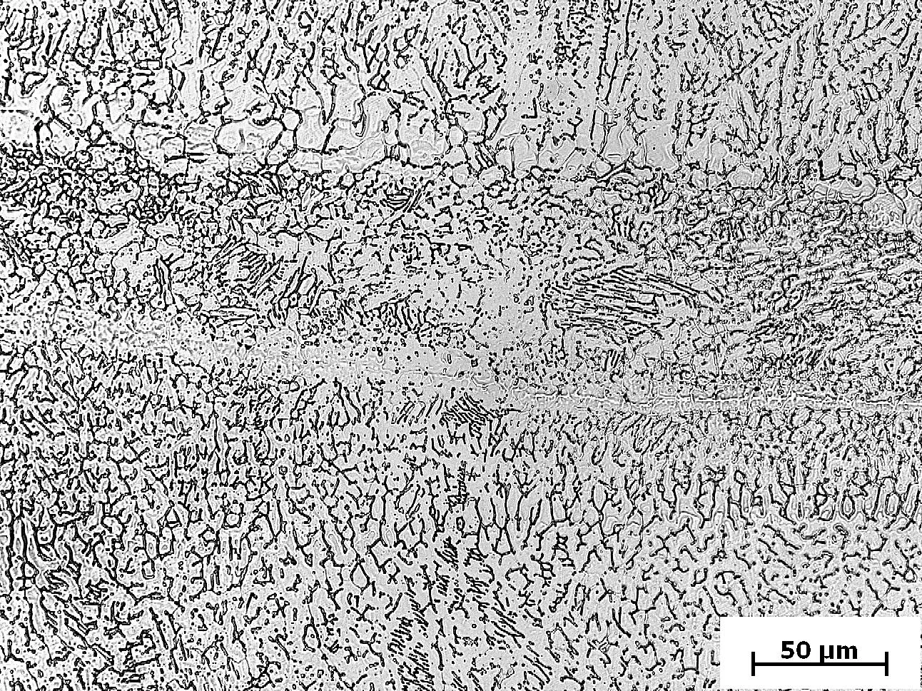 A second high-magnification view of the 316L deposited microstructure