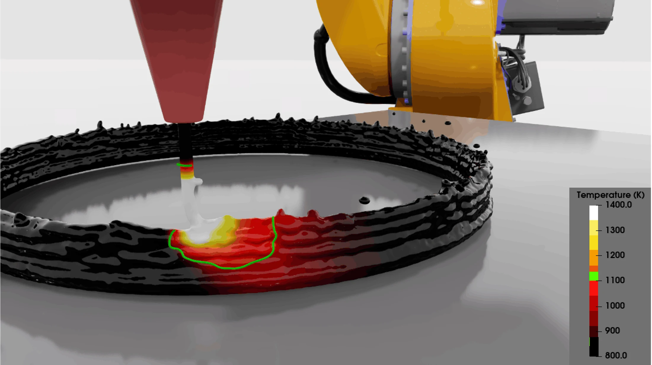 Multiphysics simulation of material deposition inside the QH Build digital twin workflow
